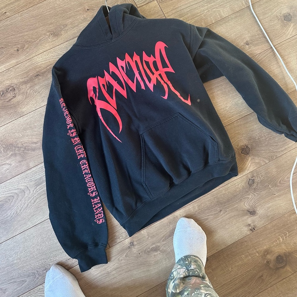 Black Hoodie with Red Graphic Print - XXXtentacion Revenge Hoodie